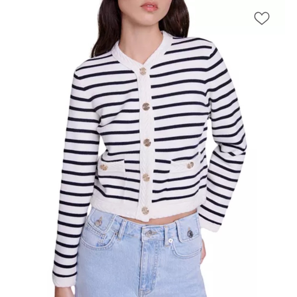 Maje Maracasse Striped Knit Cardigan NWOT